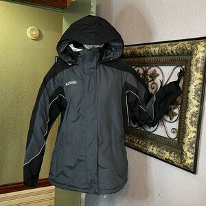 Essential Columbia Grey/Black Hooded Zip Up Women’s Performance Jacket Sz L